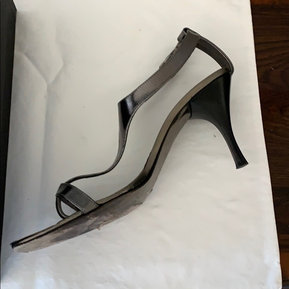 Strappy, dark silver Donald J Pliner heels. - Picture 3 of 3